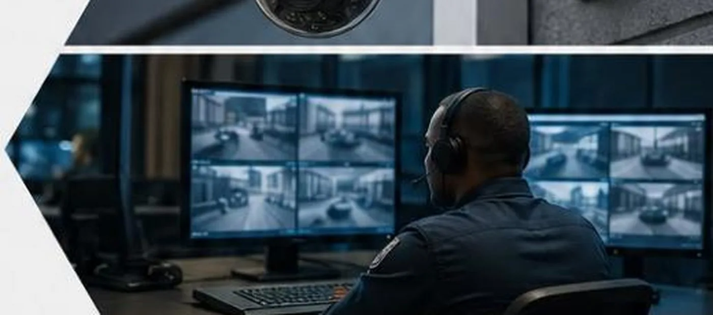 Control room operator monitoring camera feeds